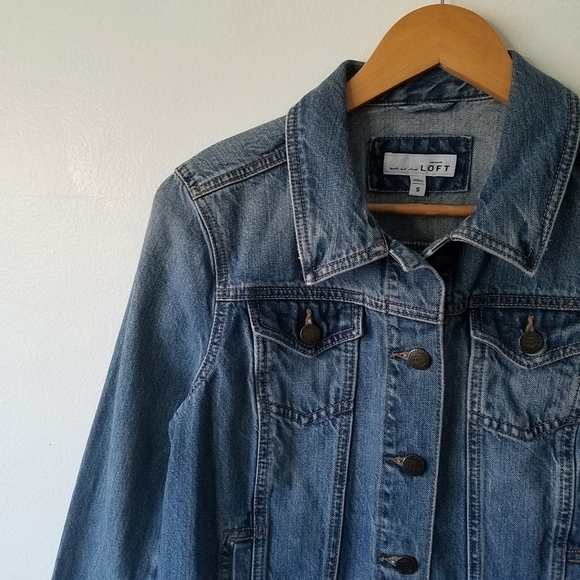Loft Denim Blue Button Longsleeve Jacket Cotton Size Small - Picture 5 of 10